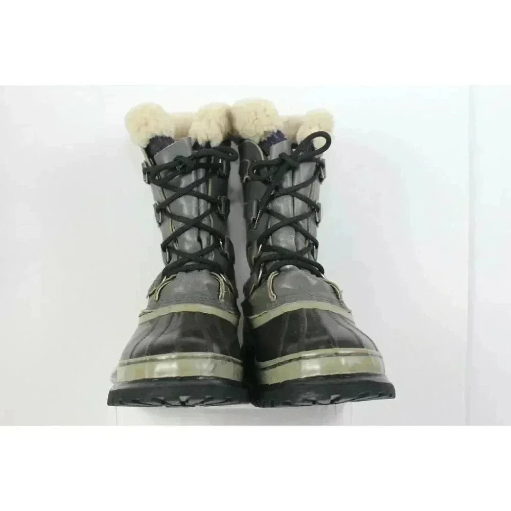 Sorel Caribou Kaufman Dark Gray Men's Waterproof Snow Boots Wool Lined Size 8